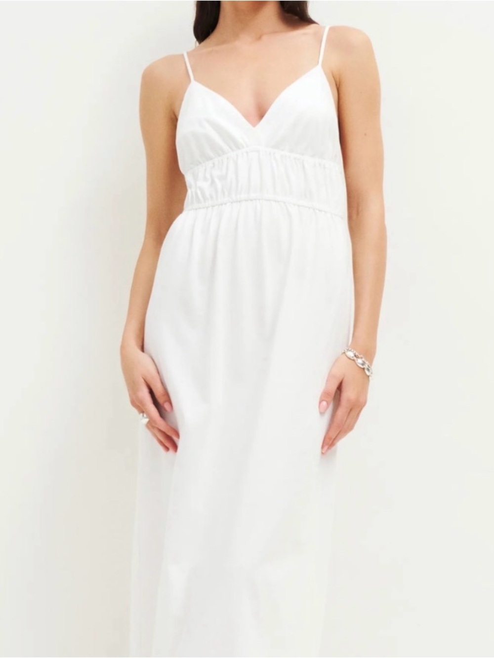 Reformation Aleyza White Knit 100% Cotton Maxi Dress 🦢